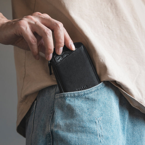 VW113P - Genuine Leather ,Slim RFID Blocking Card Holder Wallet, Holds 10+ Cards & Folded Cash