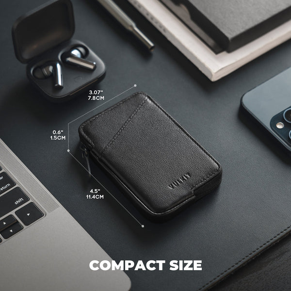 VW113P - Genuine Leather ,Slim RFID Blocking Card Holder Wallet, Holds 10+ Cards & Folded Cash