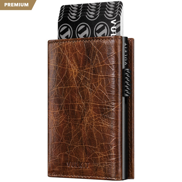 VC302P- Genuine Leather, Side Slider Mechanism, Back Zipper Slot, Magnetic Strip Closure Tri-fold Wallet