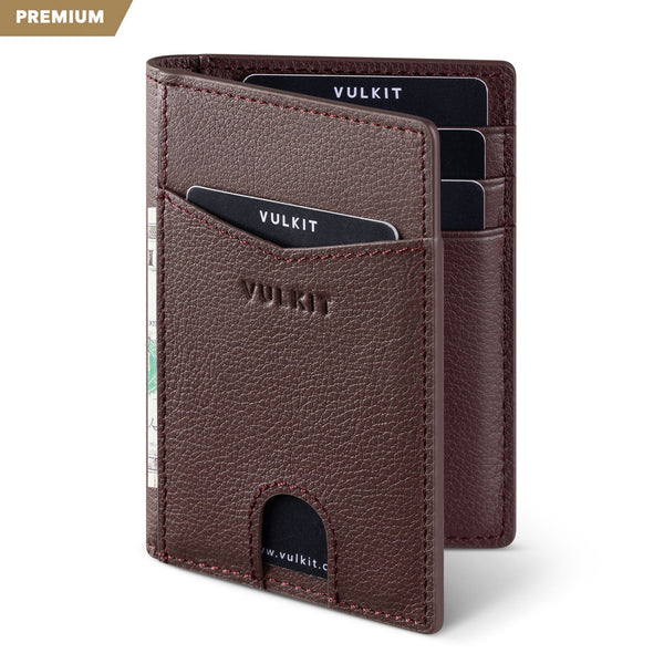 VW100P- Genuine Leather,  Exterior Two Slots For Banknote/Card Bi-fold Wallet