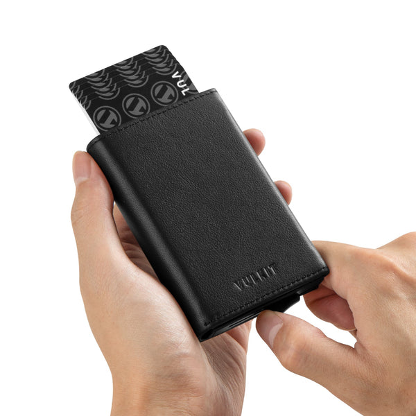 VC203P- Genuine Leather, Back Zipper Slot, Magnetic Strip Closure Tri-fold Wallet