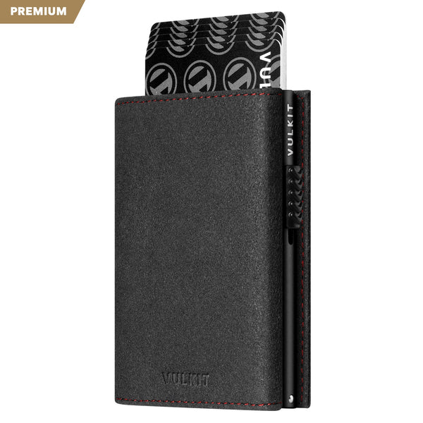 VC302A- Alcantara Leather, Spacious Banknote Pocket, Back Zipper Slot, Magnetic Strip Closure Tri-fold Wallet